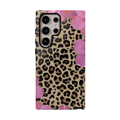 Leopard Bloom Pink Floral Phone Case – Trendy Animal Print Case for iPhone & Samsung