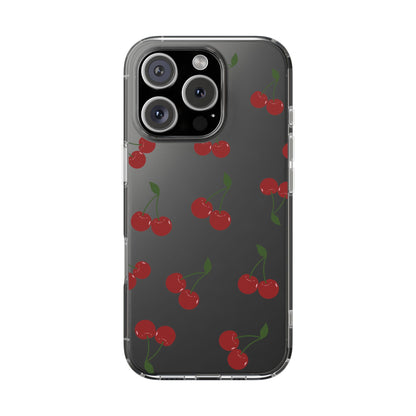 Random Cherry Pattern Clear Phone Case – Playful and Protective