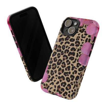 Leopard Bloom Pink Floral Phone Case – Trendy Animal Print Case for iPhone & Samsung