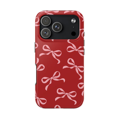 Pink Bows on Red Phone Case