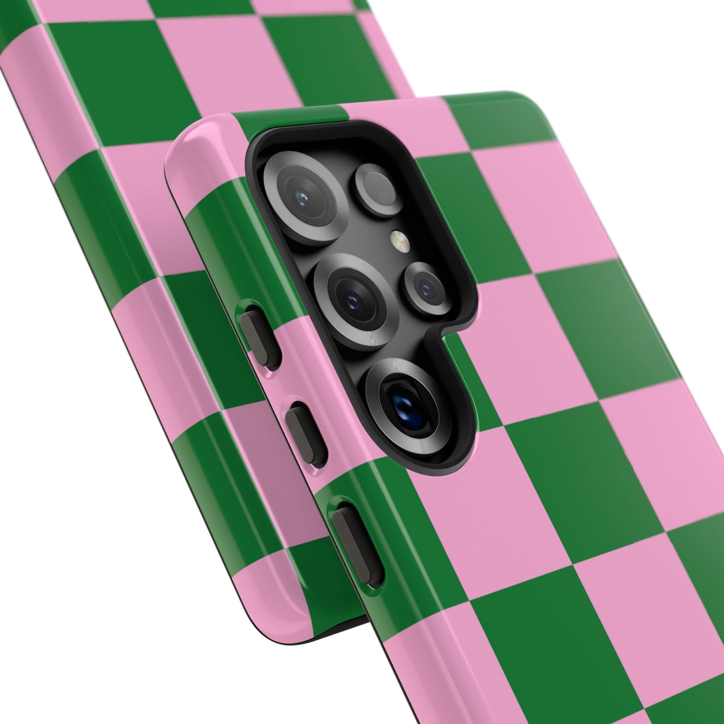 Pink Retro Checkered Phone Case – 90s Aesthetic, Vintage Grid Pattern for iPhone & Samsung - JGUS
