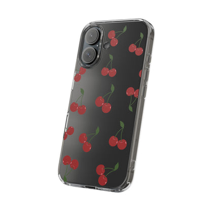 Random Cherry Pattern Clear Phone Case – Playful and Protective