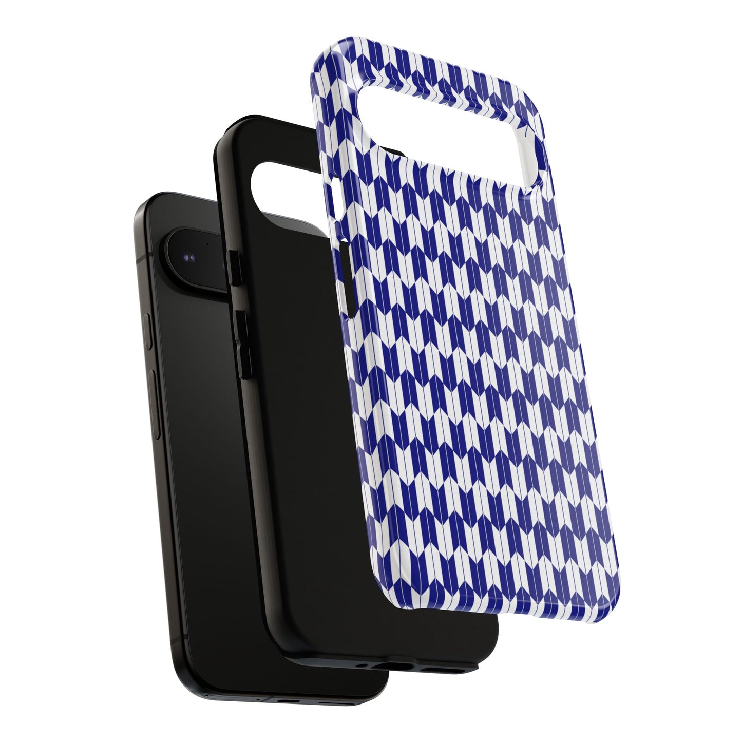 Navy Blue Geometric Phone Case for iPhone Samsung Pixel – Minimal Pattern Modern Aesthetic - JGUS
