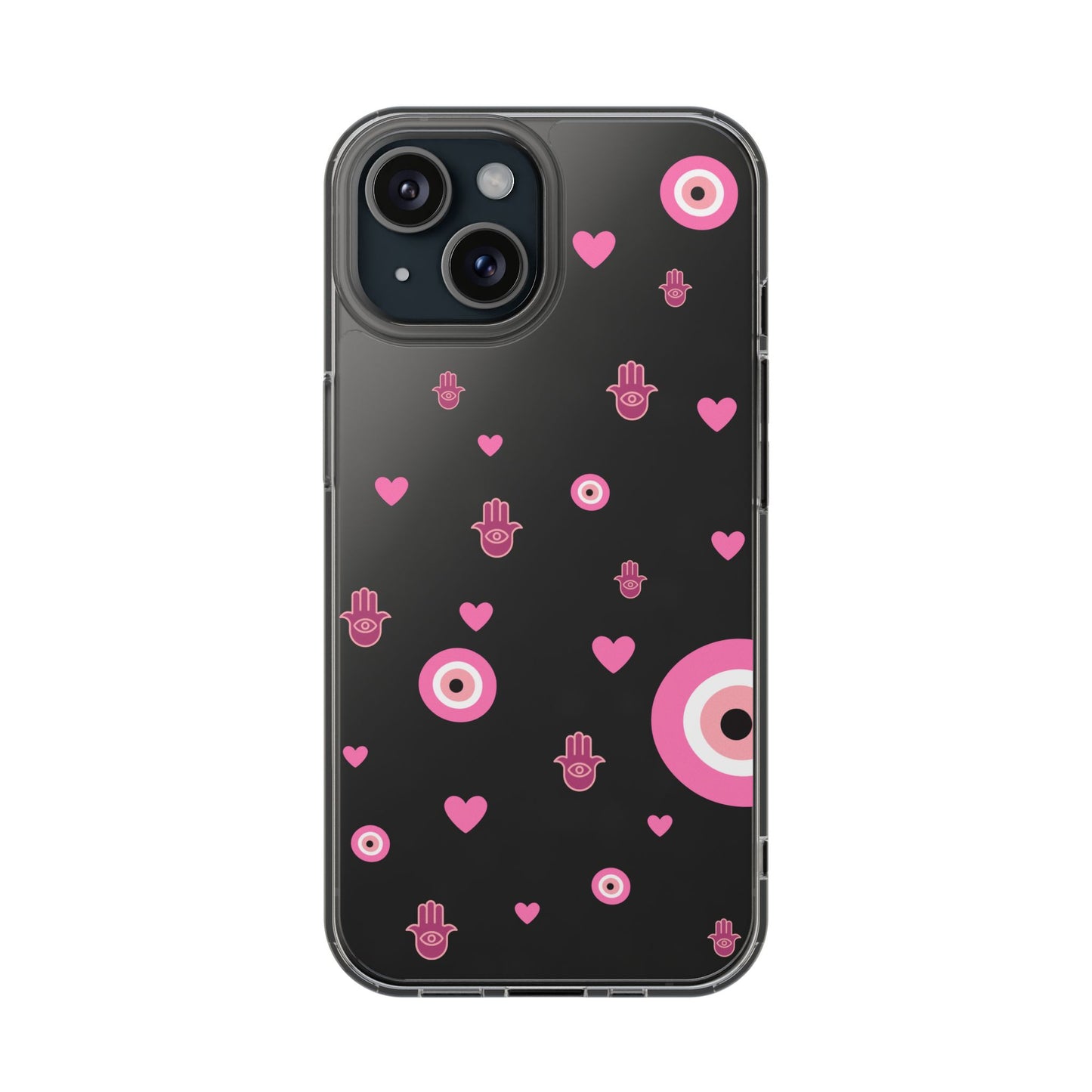 Devil's eye & Pink Hamsa Hand Clear Phone Case