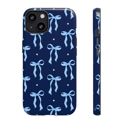 Bows & Blues Phone Case – Aesthetic Ribbon Print | Fits iPhone & Samsung - JGUS