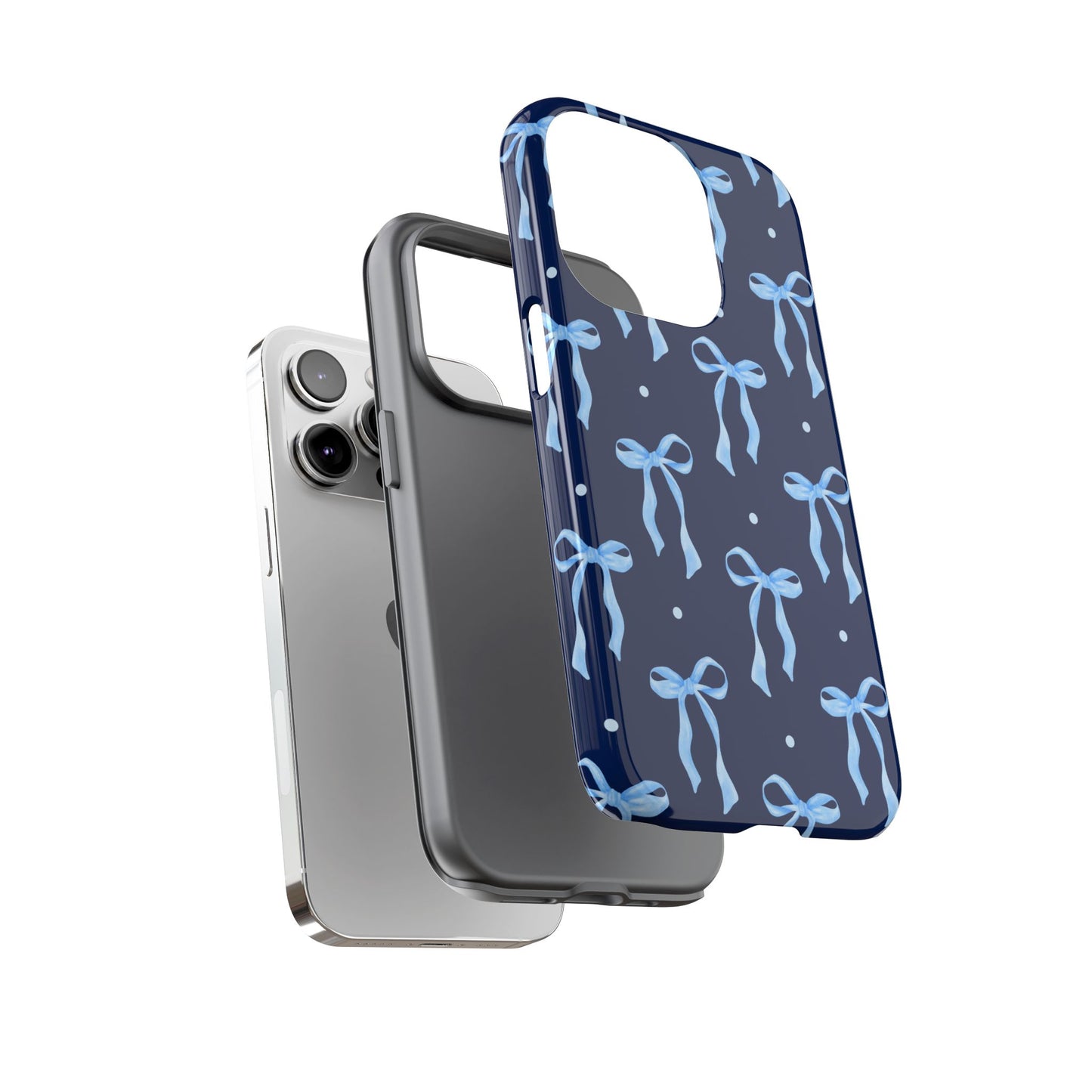 Bows & Blues Phone Case – Aesthetic Ribbon Print | Fits iPhone & Samsung - JGUS