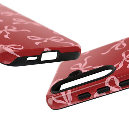 Pink Bows on Red Phone Case - JGUS