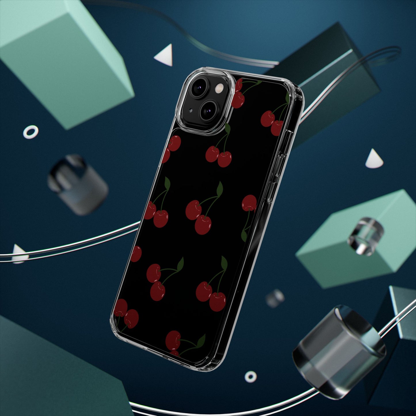 Random Cherry Pattern Clear Phone Case