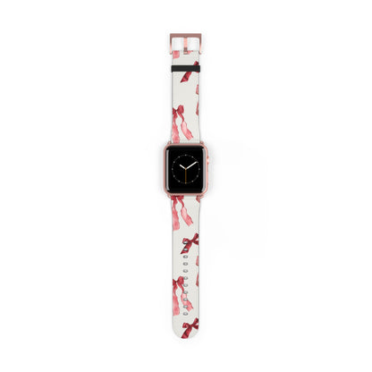 Burgundy Chic Bow Design Apple Watch Band - Vegan Leather, Eco-Friendly & Stylish