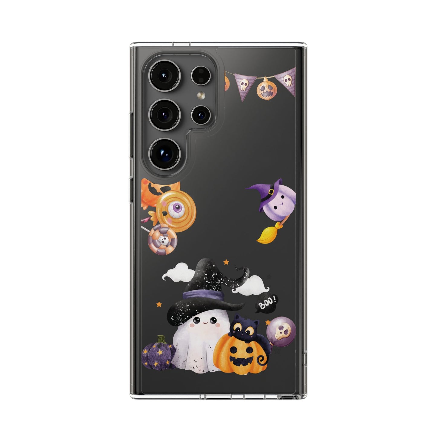 Halloween Clear Phone Case, Spooky Ghost iPhone 13 14 12 15 Pro Case, Trick or Treat Cover, Cute Halloween Gift