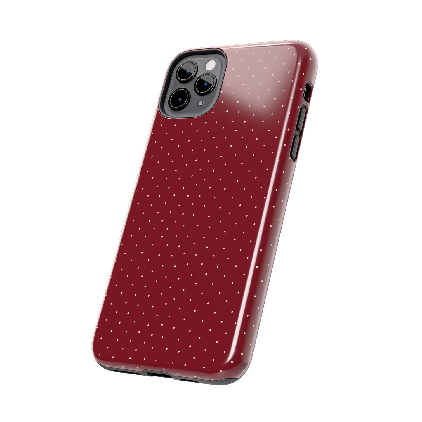 Burgundy  & White Dots Case
