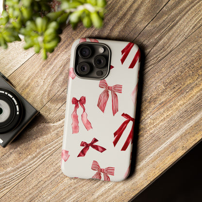 Burgundy Chic Bow Design Phone Case - JGUS