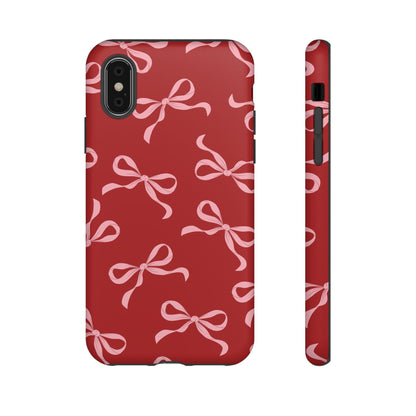 Pink Bows on Red Phone Case - JGUS