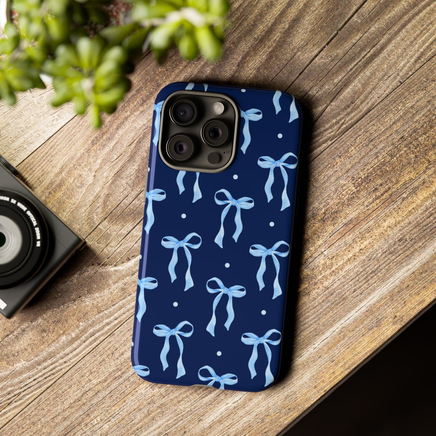 Bows & Blues Phone Case – Aesthetic Ribbon Print | Fits iPhone & Samsung - JGUS