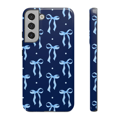 Bows & Blues Phone Case – Aesthetic Ribbon Print | Fits iPhone & Samsung - JGUS