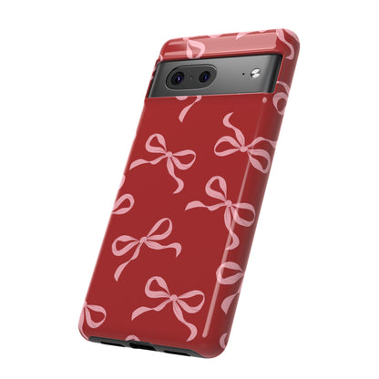 Pink Bows on Red Phone Case - JGUS