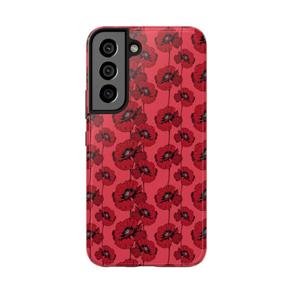 Scarlet Sketch | Red Poppy Floral Phone Case – Aesthetic Protective Cover for iPhone & Samsung