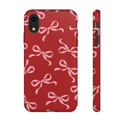 Pink Bows on Red Phone Case - JGUS