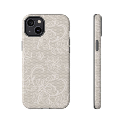 Lace Phone Case for iPhone Samsung Pixel – Cream Floral Elegant Aesthetic - JGUS