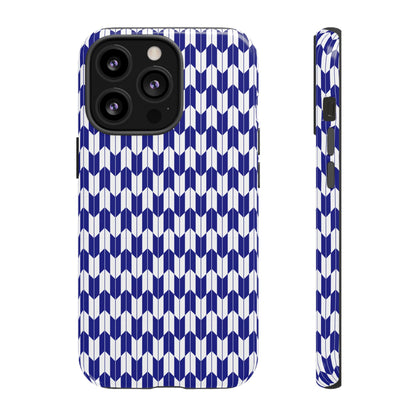 Navy Blue Geometric Phone Case for iPhone Samsung Pixel – Minimal Pattern Modern Aesthetic - JGUS