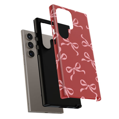 Pink Bows on Red Phone Case - JGUS