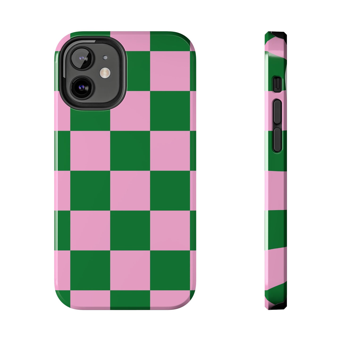 Pink Retro Checkered Phone Case – 90s Aesthetic, Vintage Grid Pattern for iPhone & Samsung
