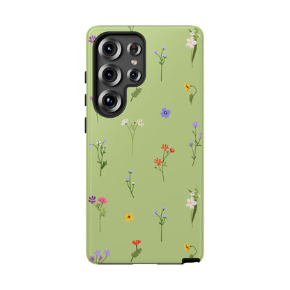 Pastel Green Wildflower Phone Case – Cute Floral Pattern for iPhone & Samsung