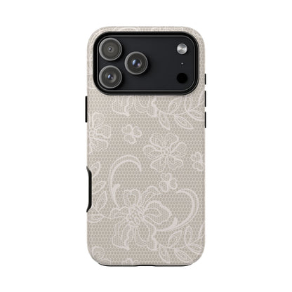 Lace Phone Case for iPhone Samsung Pixel – Cream Floral Elegant Aesthetic - JGUS