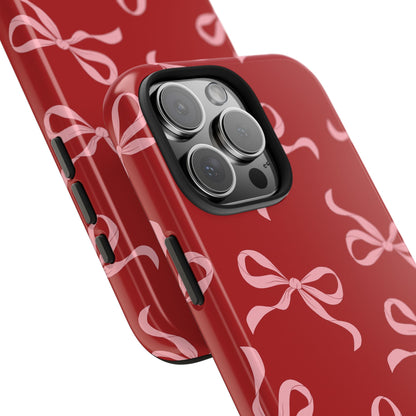 Pink Bows on Red Phone Case