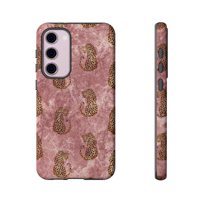 Pink Leopard Print Marble Phone Case – Cute Animal Design for iPhone & Samsung