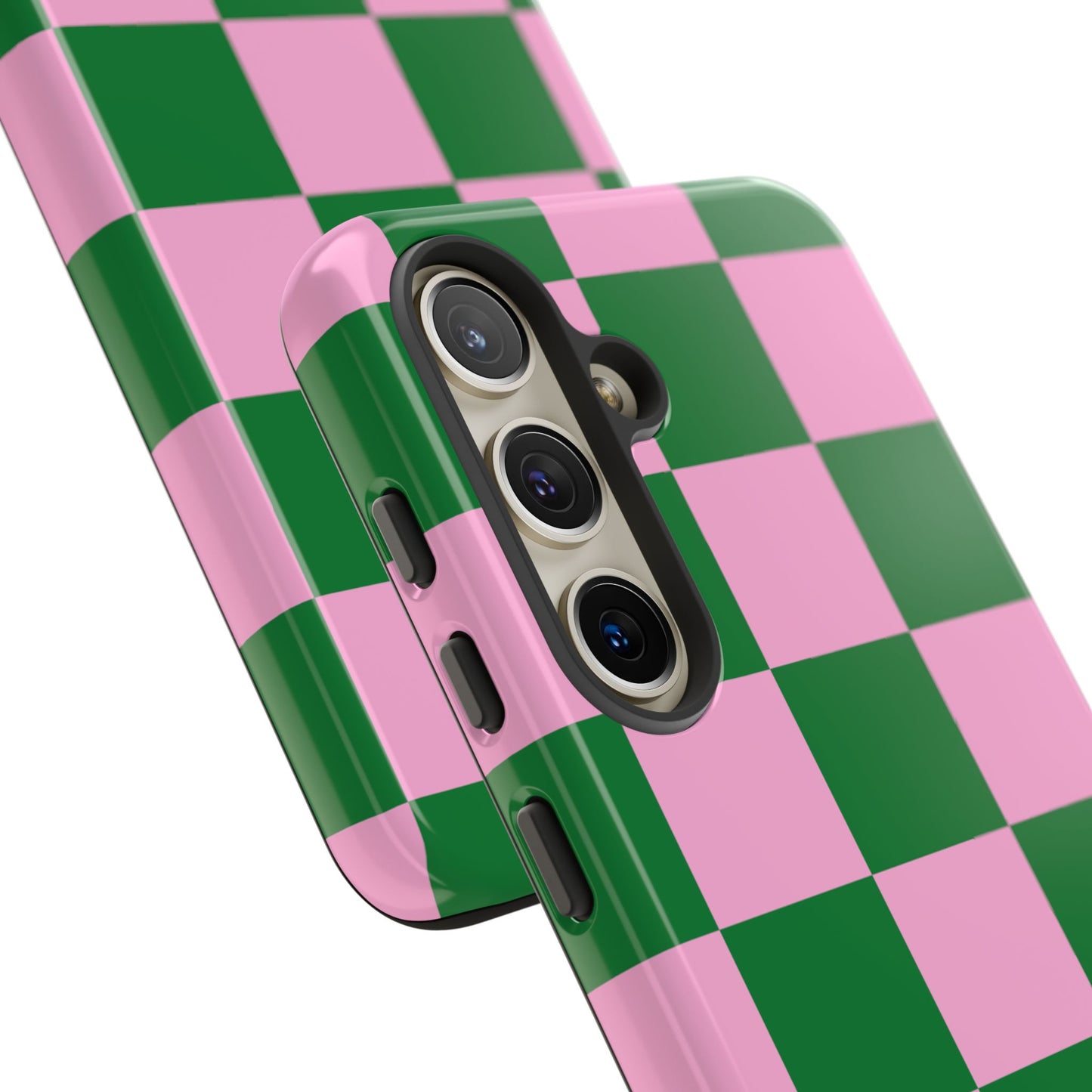 Pink Retro Checkered Phone Case – 90s Aesthetic, Vintage Grid Pattern for iPhone & Samsung - JGUS