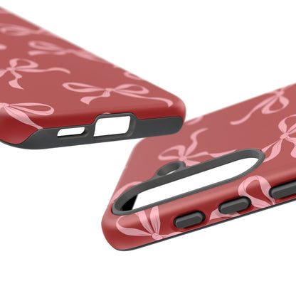 Pink Bows on Red Phone Case - JGUS