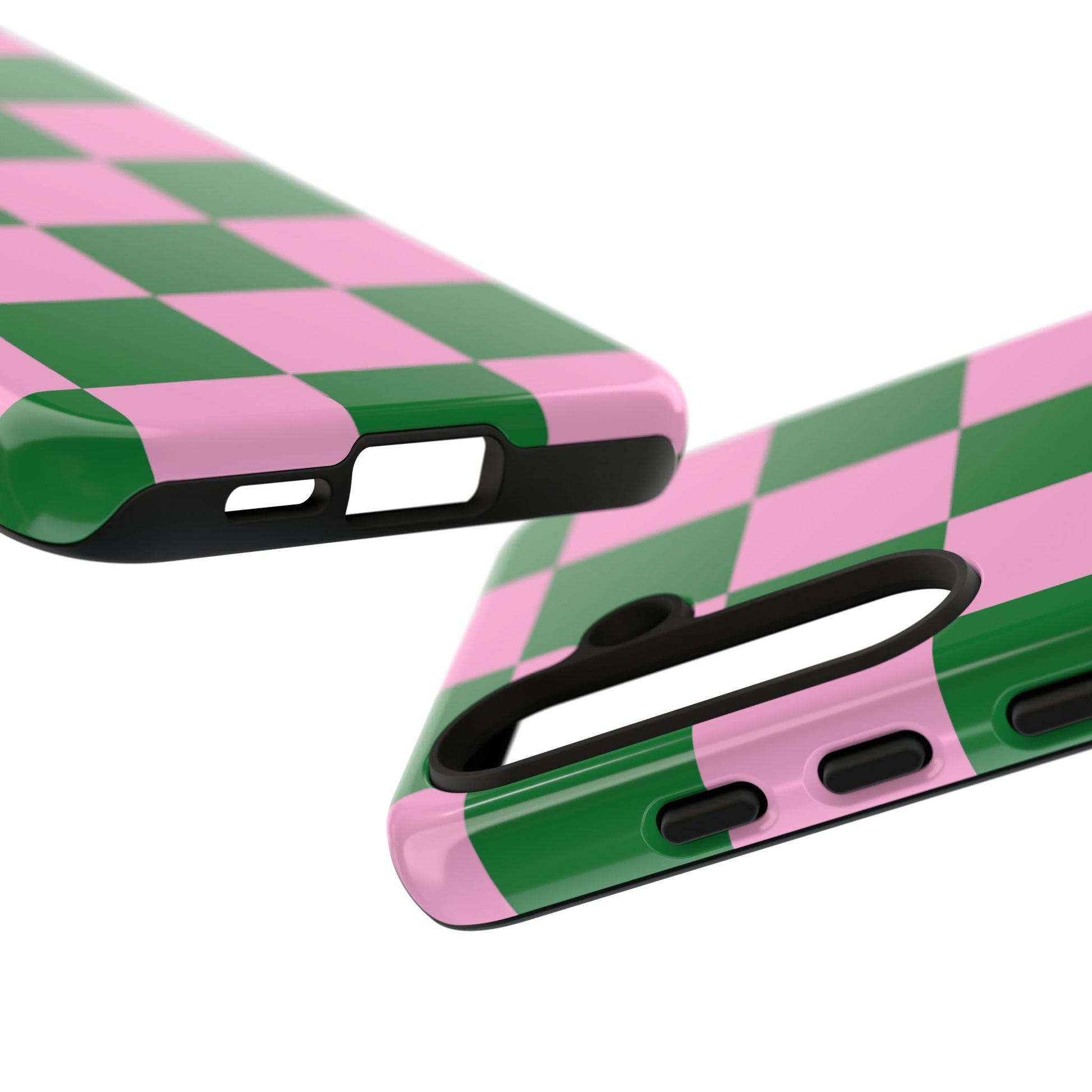 Pink Retro Checkered Phone Case – 90s Aesthetic, Vintage Grid Pattern for iPhone & Samsung - JGUS
