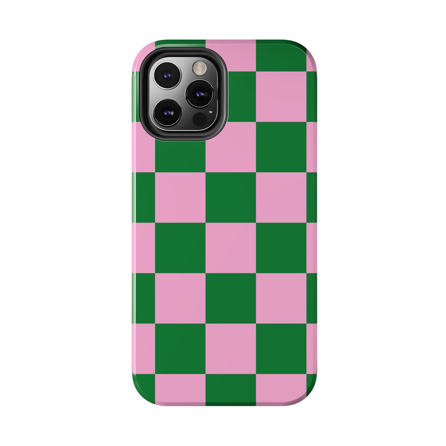 Pink Retro Checkered Phone Case – 90s Aesthetic, Vintage Grid Pattern for iPhone & Samsung