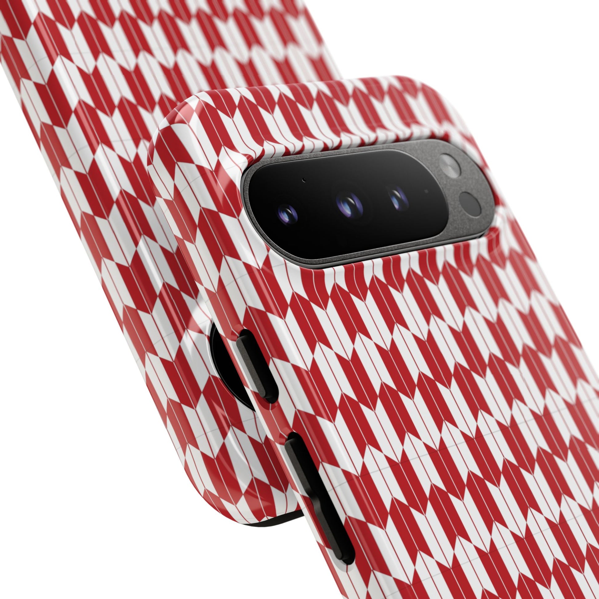 Red Geometric Phone Case for iPhone Samsung Pixel – Bold Pattern Aesthetic Modern Design - JGUS