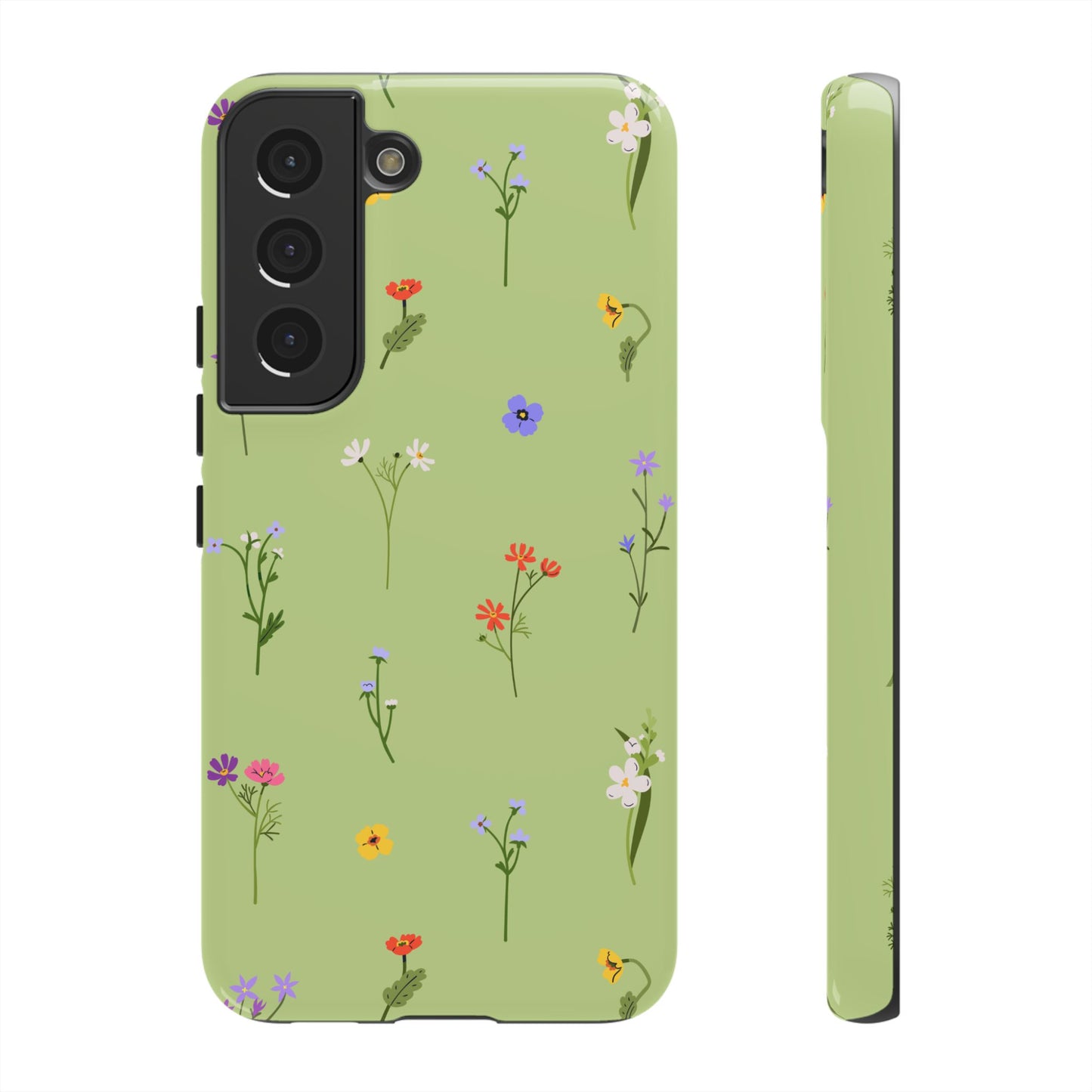Pastel Green Wildflower Phone Case – Cute Floral Pattern for iPhone & Samsung