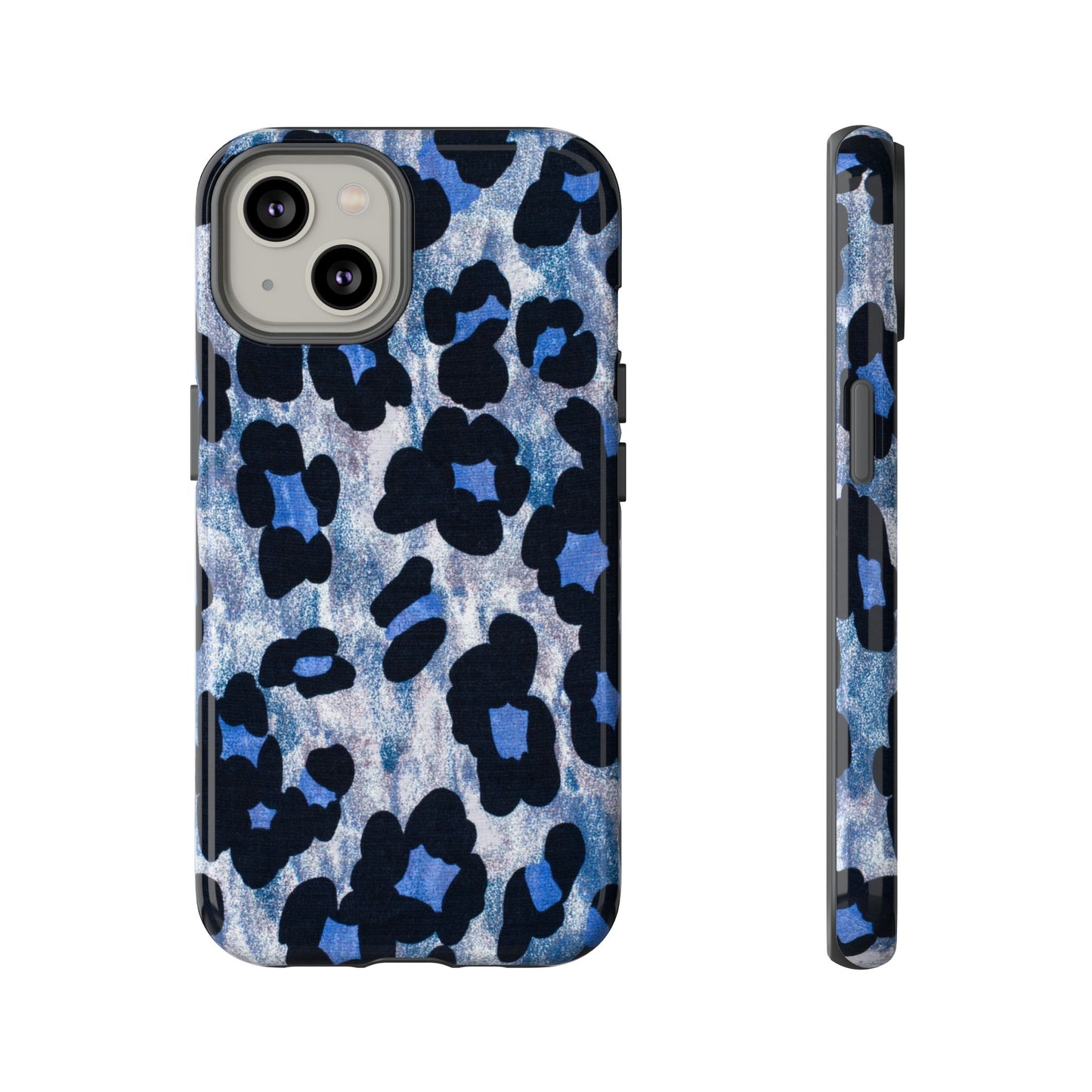 Blue & Black Leopard Print Phone Case – Bold Animal Pattern for iPhone & Samsung