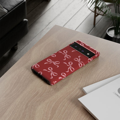 Pink Bows on Red Phone Case - JGUS