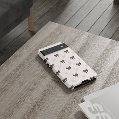 Chic Bow Pattern Phone Case | Elegant Clear Protective Case | Stylish iPhone & Samsung Cover - JGUS