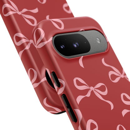 Pink Bows on Red Phone Case - JGUS
