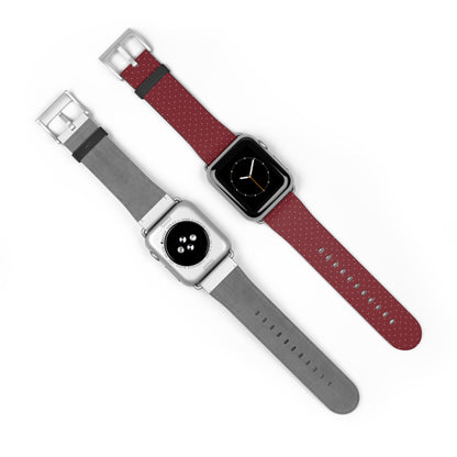 Burgundy & White Vegan Leather Apple Watch Band - Eco-Friendly & Festive Design