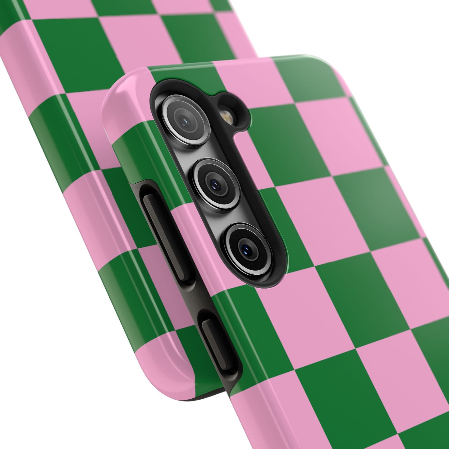 Pink Retro Checkered Phone Case – 90s Aesthetic, Vintage Grid Pattern for iPhone & Samsung