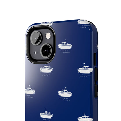 Blue Boat Phone Case – Calm Ocean Pattern for iPhone & Samsung, Durable & Stylish Protection