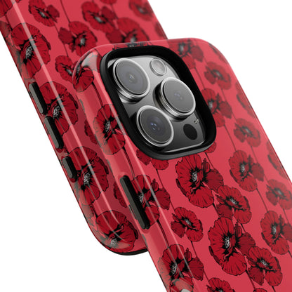 Red Poppy Phone Case for iPhone, Samsung & Google Pixel – Bold Floral Statement Aesthetic - JGUS