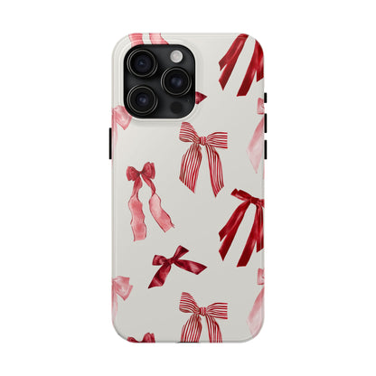 Burgundy Chic Bow Design Phone Case – Customizable, Dual-Layer Protection for iPhone & Samsung