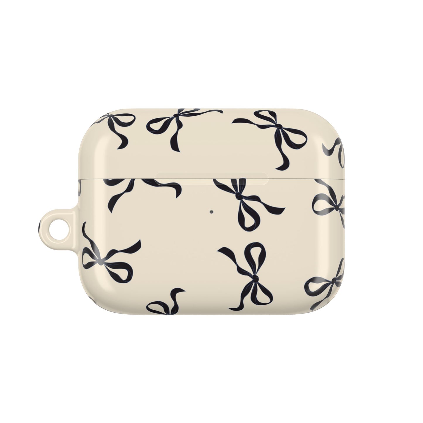 Beige and Black Bow Shockproof & Scratch-Resistant AirPods Case – Wireless Charging Compatible
