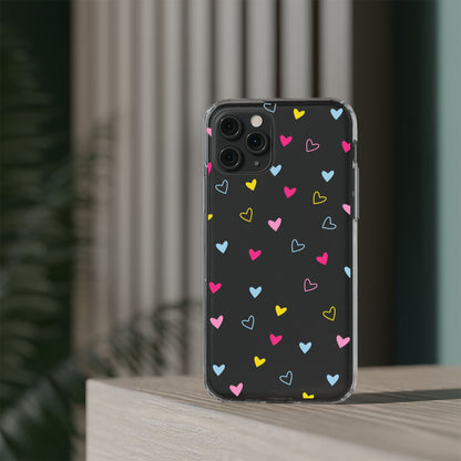 Transparent Heart Design Pattern Clear Phone Case