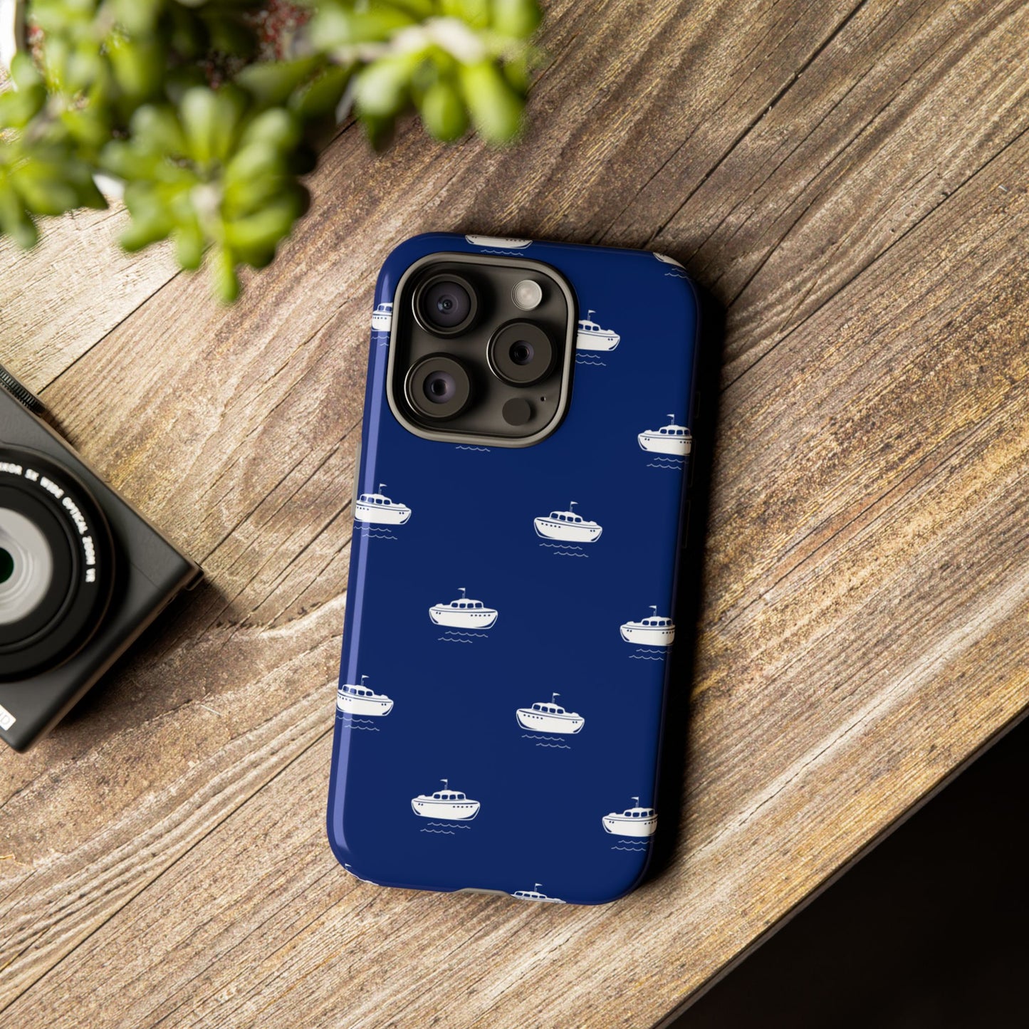 Blue Boat Phone Case – Calm Ocean Pattern for iPhone & Samsung, Durable & Stylish Protection - JGUS