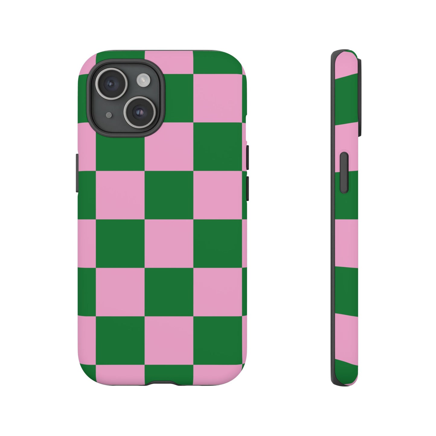 Pink Retro Checkered Phone Case – 90s Aesthetic, Vintage Grid Pattern for iPhone & Samsung - JGUS