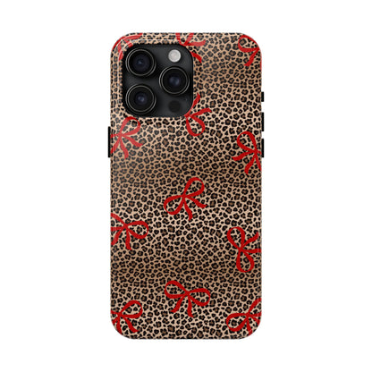 Bold Bow Leopard Print Phone Case – Aesthetic Protective Cover for iPhone & Samsung - Fashionable Animal Print Cover